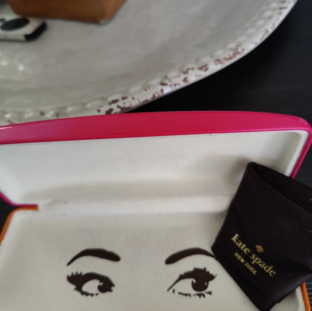 Kate Spade Eyeglass/Sunglasses Hard Shell Case With Cloth,Pink/Orange